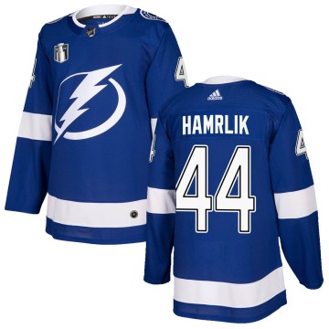 Authentic Adidas Youth Roman Hamrlik Tampa Bay Lightning Home 2022 Stanley Cup Final Jersey - Blue