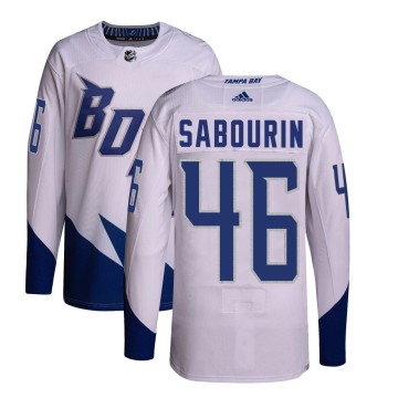 Authentic Adidas Youth Scott Sabourin Tampa Bay Lightning 2022 Stadium Series Primegreen Jersey - White