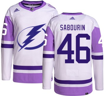 Authentic Adidas Youth Scott Sabourin Tampa Bay Lightning Hockey Fights Cancer Jersey -