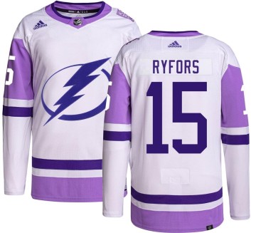 Authentic Adidas Youth Simon Ryfors Tampa Bay Lightning Hockey Fights Cancer Jersey -