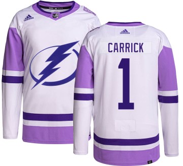 Authentic Adidas Youth Trevor Carrick Tampa Bay Lightning Hockey Fights Cancer Jersey -