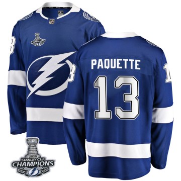Breakaway Fanatics Branded Men's Cedric Paquette Tampa Bay Lightning Home 2020 Stanley Cup Champions Jersey - Blue