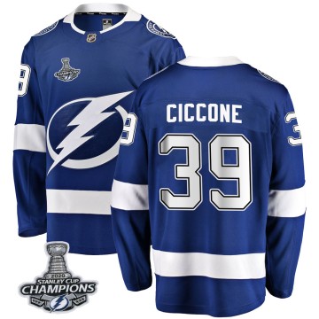 Breakaway Fanatics Branded Men's Enrico Ciccone Tampa Bay Lightning Home 2020 Stanley Cup Champions Jersey - Blue