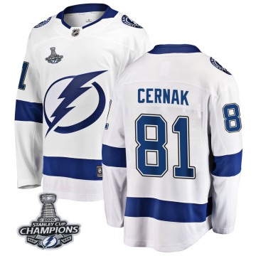 Breakaway Fanatics Branded Men's Erik Cernak Tampa Bay Lightning Away 2020 Stanley Cup Champions Jersey - White