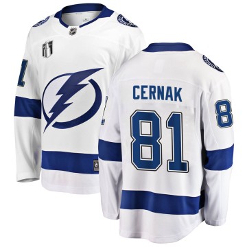 Breakaway Fanatics Branded Men's Erik Cernak Tampa Bay Lightning Away 2022 Stanley Cup Final Jersey - White