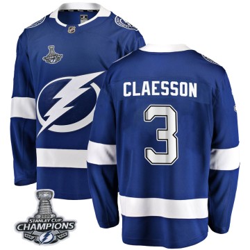 Breakaway Fanatics Branded Men's Fredrik Claesson Tampa Bay Lightning Home 2020 Stanley Cup Champions Jersey - Blue