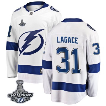 Breakaway Fanatics Branded Men's Maxime Lagace Tampa Bay Lightning Away 2020 Stanley Cup Champions Jersey - White