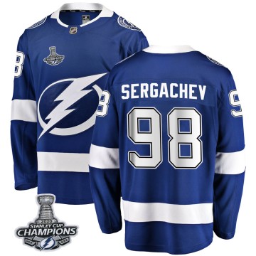 Breakaway Fanatics Branded Men's Mikhail Sergachev Tampa Bay Lightning Home 2020 Stanley Cup Champions Jersey - Blue