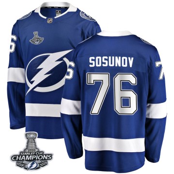 Breakaway Fanatics Branded Men's Oleg Sosunov Tampa Bay Lightning Home 2020 Stanley Cup Champions Jersey - Blue