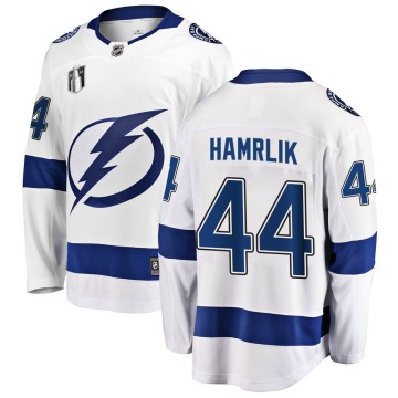 Breakaway Fanatics Branded Men's Roman Hamrlik Tampa Bay Lightning Away 2022 Stanley Cup Final Jersey - White