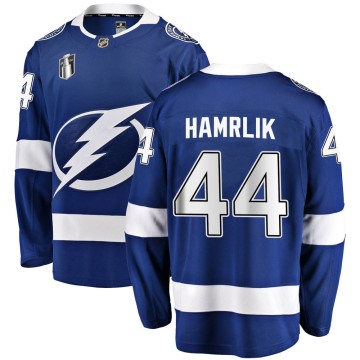 Breakaway Fanatics Branded Men's Roman Hamrlik Tampa Bay Lightning Home 2022 Stanley Cup Final Jersey - Blue
