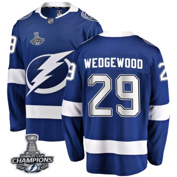 Breakaway Fanatics Branded Men's Scott Wedgewood Tampa Bay Lightning Home 2020 Stanley Cup Champions Jersey - Blue