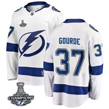 Breakaway Fanatics Branded Men's Yanni Gourde Tampa Bay Lightning Away 2020 Stanley Cup Champions Jersey - White