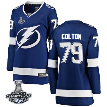 Breakaway Fanatics Branded Women's Ross Colton Tampa Bay Lightning Home 2020 Stanley Cup Champions Jersey - Blue
