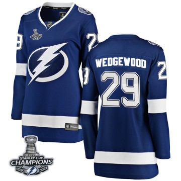 Breakaway Fanatics Branded Women's Scott Wedgewood Tampa Bay Lightning Home 2020 Stanley Cup Champions Jersey - Blue