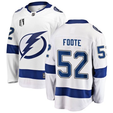 Breakaway Fanatics Branded Youth Cal Foote Tampa Bay Lightning Away 2022 Stanley Cup Final Jersey - White