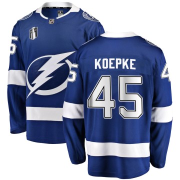 Breakaway Fanatics Branded Youth Cole Koepke Tampa Bay Lightning Home 2022 Stanley Cup Final Jersey - Blue