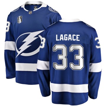 Breakaway Fanatics Branded Youth Maxime Lagace Tampa Bay Lightning Home 2022 Stanley Cup Final Jersey - Blue