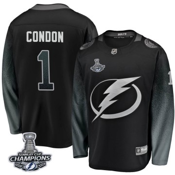 Breakaway Fanatics Branded Youth Mike Condon Tampa Bay Lightning Alternate 2020 Stanley Cup Champions Jersey - Black
