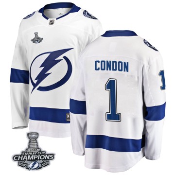Breakaway Fanatics Branded Youth Mike Condon Tampa Bay Lightning Away 2020 Stanley Cup Champions Jersey - White
