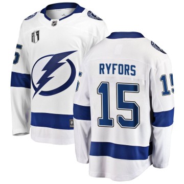 Breakaway Fanatics Branded Youth Simon Ryfors Tampa Bay Lightning Away 2022 Stanley Cup Final Jersey - White