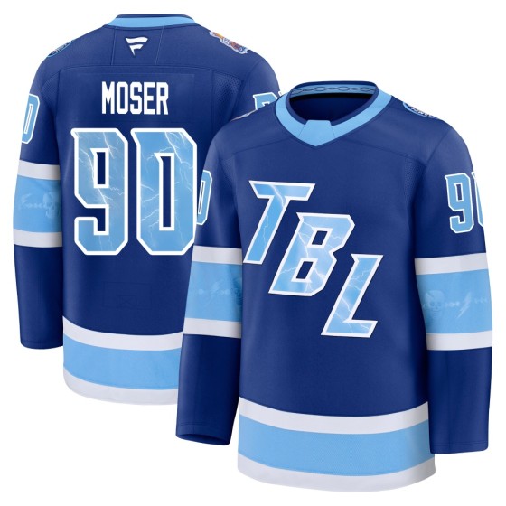 Premium Fanatics Youth J.J. Moser Tampa Bay Lightning 2026 Stadium Series Jersey - Blue